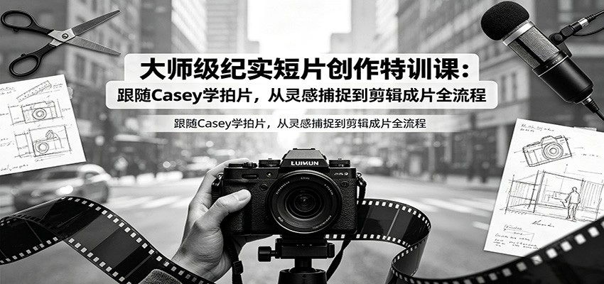 大师级纪实短片创作特训课:跟随Casey学拍片,从灵感捕捉到剪辑成片全流程-云网创