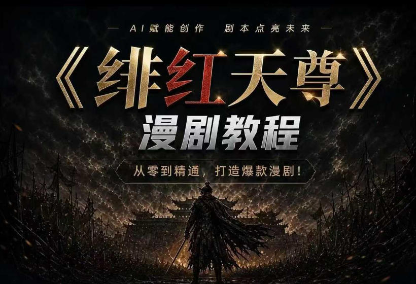 绯红天尊AI漫剧系统教程|从零入门到精通,工具运用+剧本创作+爆款逻辑+提示词素材+镜头剪辑,全套爆款漫剧落地实战课-云网创