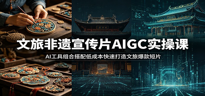 文旅非遗宣传片AIGC实操课：AI工具组合搭配低成本快速打造文旅爆款短片-云网创