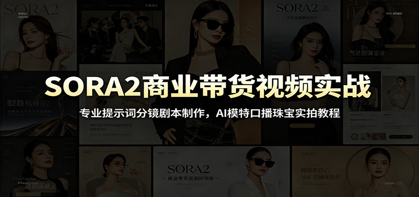 SORA2商业带货视频实战:专业提示词分镜剧本制作,AI模特口播珠宝实拍教程-云网创