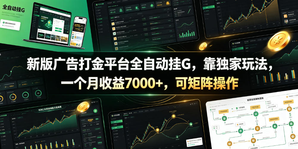 新版广告打金平台全自动挂G,靠独家玩法,一个月收益7000+,可矩阵操作【附全套脚本】【揭秘】-云网创