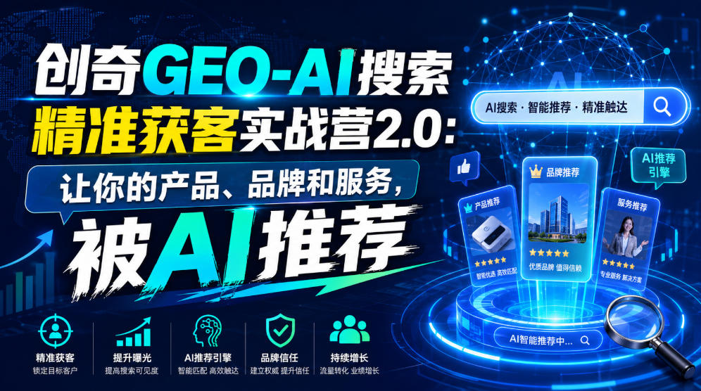 创奇GEO-AI搜索精准获客实战营2.0:让你的产品、品牌和服务,被AI推荐-云网创