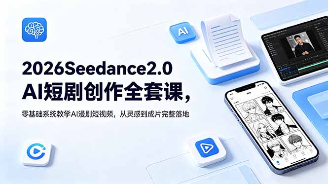 2026Seedance2.0AI短剧创作全套课，零基础系统教学AI漫剧短视频，从灵感到成片完整落地-云网创