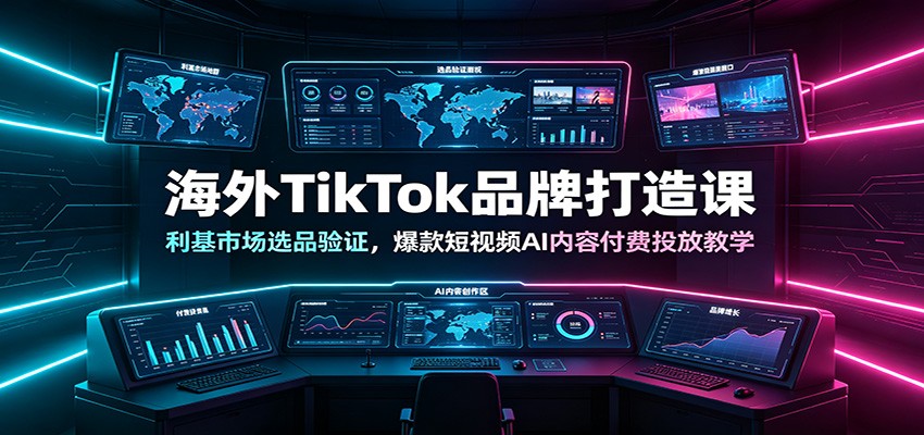 海外TikTok品牌打造课:利基市场选品验证,爆款短视频AI内容付费投放教学-云网创