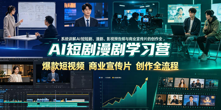 AI短剧漫剧学习营，系统讲解AI短剧、漫剧、影视预告片、爆款短视频与商业宣传片的创作全流程-云网创