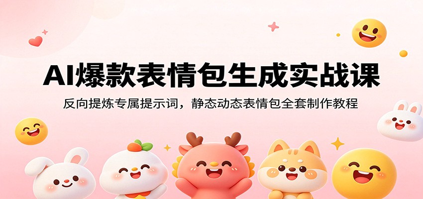 AI爆款表情包生成实战课：反向提炼专属提示词，静态动态表情包全套制作教程-云网创