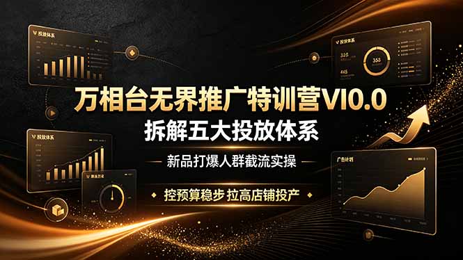 万相台无界推广特训营VI0.0,拆解五大投放体系,新品打爆人群截流实操,控预算稳步拉高店铺投产-云网创