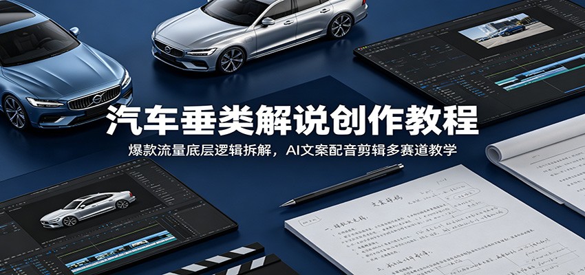 汽车垂类解说创作教程:爆款流量底层逻辑拆解,AI文案配音剪辑多赛道教学-云网创