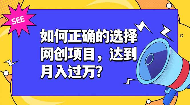 如何正确的选择网创项目,达到月入过万?,本课程教你正确选择项目。-云网创