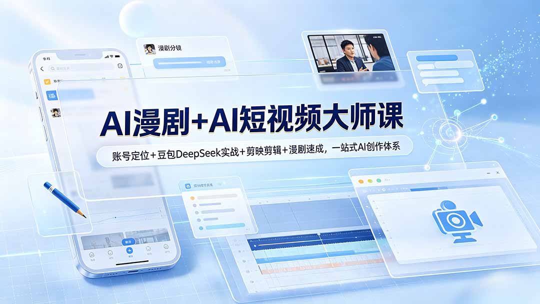 AI漫剧+AI短视频大师课：账号定位+豆包DeepSeek实战+剪映剪辑+漫剧速成，一站式AI创作体系-云网创