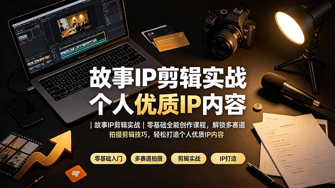 故事IP剪辑实战｜零基础全能创作课程，解锁多赛道拍摄剪辑技巧，轻松打造个人优质IP内容-云网创