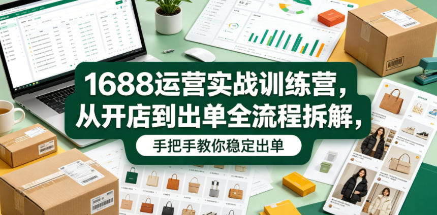 1688运营实战训练营，从开店到出单全流程拆解，手把手教你稳定出单(更新0620)-云网创
