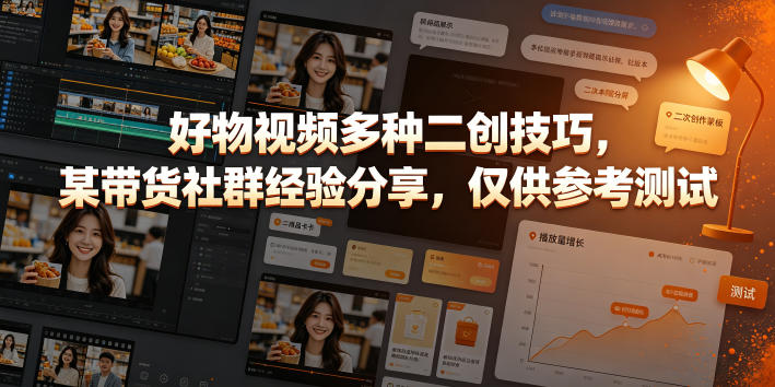 好物视频多种二创技巧，某带货社群经验分享，仅供参考测试-云网创