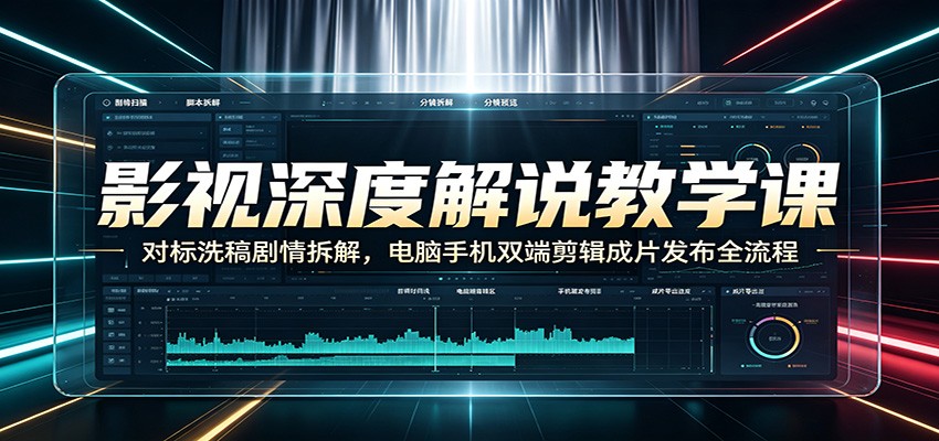 影视深度解说教学课:对标洗稿剧情拆解,电脑手机双端剪辑成片发布全流程-云网创