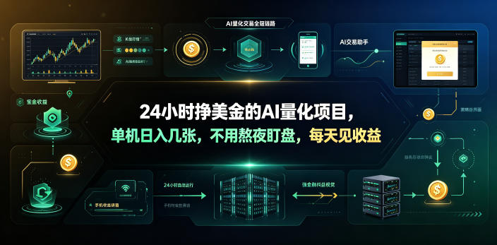 24小时挣美金的AI量化项目，单机日入几十美刀，不用熬夜盯盘，每天见收益【揭秘】-云网创