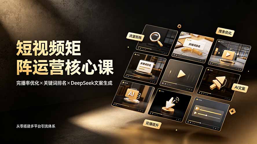 短视频矩阵运营核心课：完播率优化×关键词排名×DeepSeek文案生成，从零搭建多平台引流体系-云网创