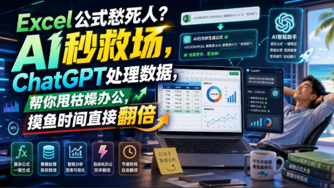 Excel公式愁死人？AI秒救场，ChatGPT处理数据，帮你甩枯燥办公，摸鱼时间直接翻倍【原创双语字幕】-云网创