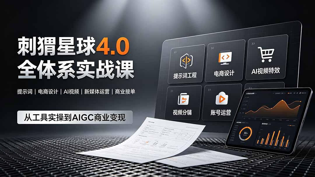 刺猬星球4.0全体系实战课,覆盖提示词工程、电商设计、AI视频特效与新媒体运营,一站式掌握AIGC商业核心技能-云网创
