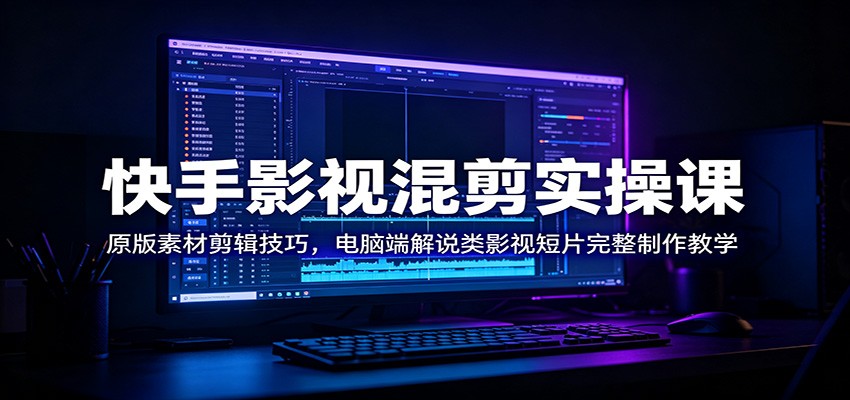 快手影视混剪实操课：原版素材剪辑技巧，电脑端解说类影视短片完整制作教学-云网创