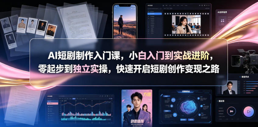 AI短剧制作入门课，小白入门到实战进阶，零起步到独立实操，快速开启短剧创作变现之路-云网创