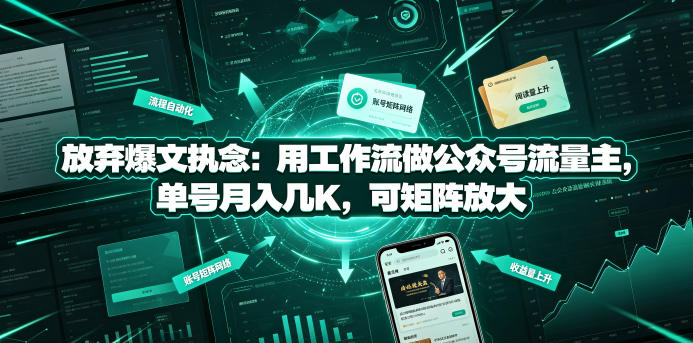 放弃爆文执念:用工作流做公众号流量主,单号月入几K,可矩阵放大-云网创