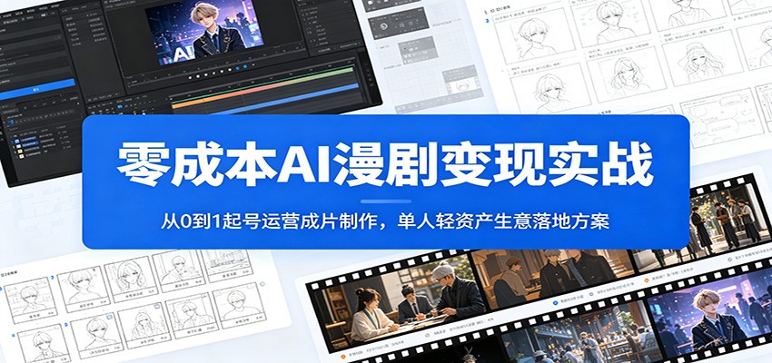 零成本AI漫剧变现实战：从0到1起号运营成片制作，单人轻资产生意落地方案-云网创
