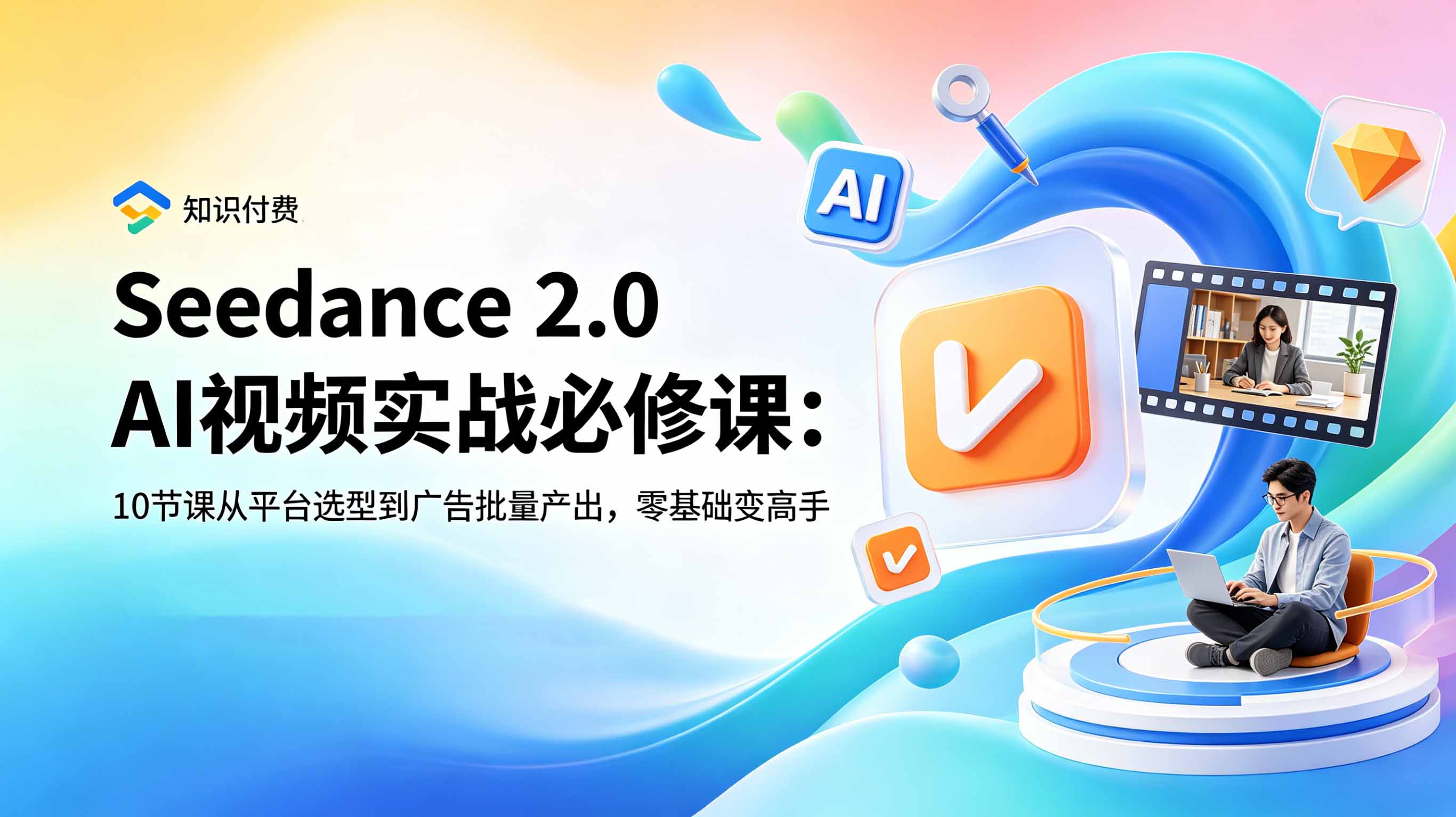 Seedance 2.0 AI视频实战必修课：10节课从平台选型到广告批量产出，零基础变高手-云网创