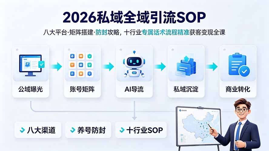 2026私域全域引流SOP｜八大平台·矩阵搭建·防封攻略，十行业专属话术流程精准获客变现全课-云网创