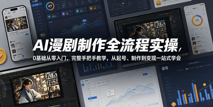 AI漫剧制作全流程实操,0基础从零入门,完整手把手教学,从起号、制作到变现一站式学会(更新)-云网创