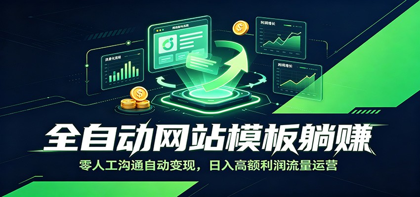 全自动网站模板躺赚：零人工沟通自动变现，日入高额利润流量运营-云网创