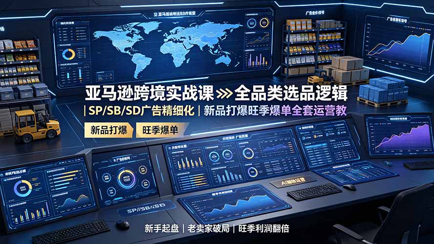亚马逊跨境实战课：全品类选品逻辑｜SP/SB/SD广告精细化｜新品打爆旺季爆单全套运营教程-云网创
