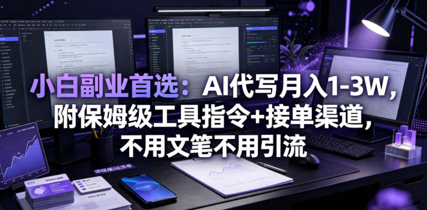 小白副业首选：AI代写月入1-3W，附保姆级工具指令+接单渠道，不用文笔不用引流【揭秘】-云网创