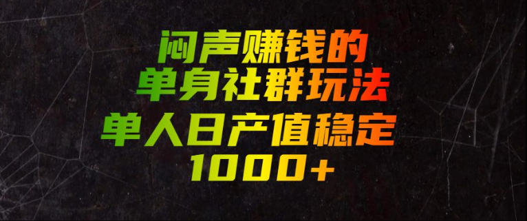 闷声賺钱的单身社群玩法，单人日产值稳定1000+【揭秘】-云网创