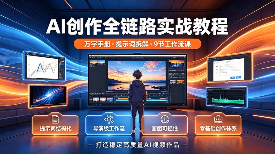 AI创作全链路实战教程｜万字手册·提示词拆解·9节工作流课，打造稳定高质量AI视频作品-云网创