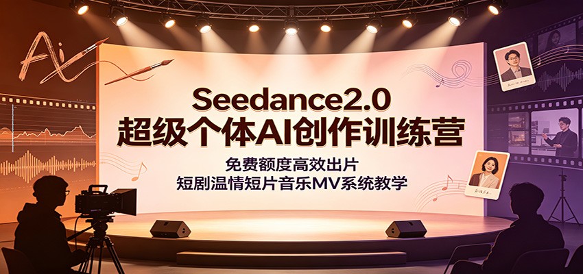 Seedance2.0超级个体AI创作训练营:免费额度高效出片,短剧温情短片音乐MV系统教学-云网创