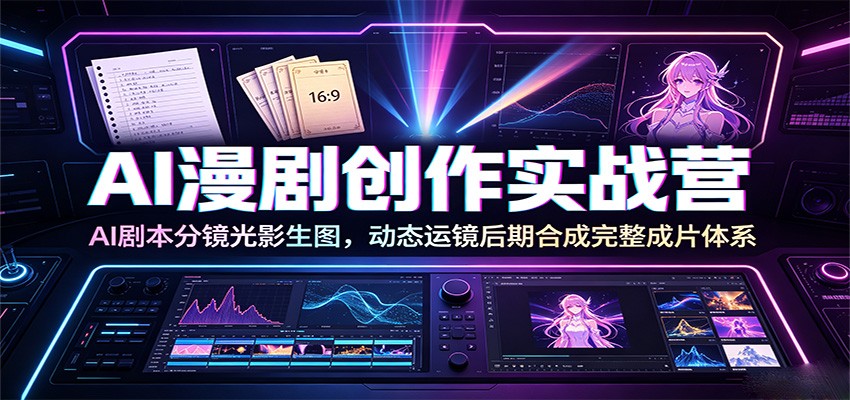AI漫剧创作实战营：AI剧本分镜光影生图，动态运镜后期合成完整成片体系-云网创