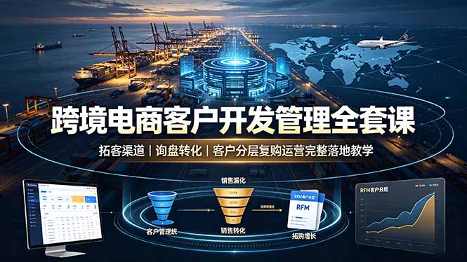跨境电商客户开发管理全套课·拓客渠道|询盘转化|客户分层复购运营完整落地教学-云网创