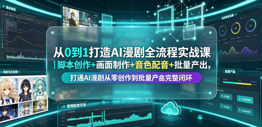 从0到1打造AI漫剧全流程实战课｜脚本创作+画面制作+音色配音+批量产出，打通AI漫剧从零创作到批量量产完整闭环-云网创