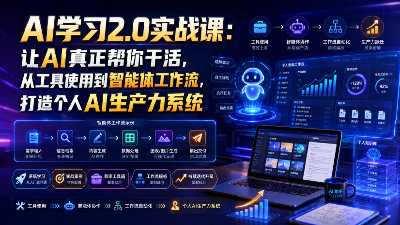 AI学习2.0实战课:让AI真正帮你干活,从工具使用到智能体工作流,打造个人AI生产力系统-云网创