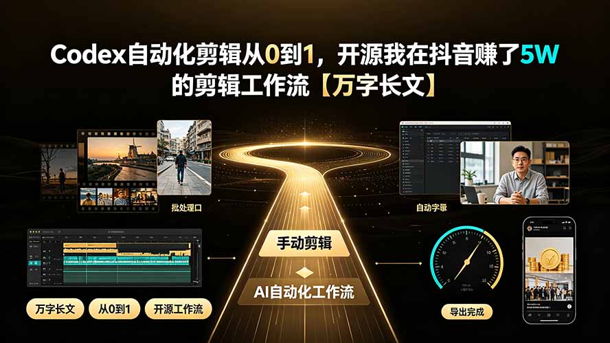Codex自动化剪辑从0到1，开源我在抖音赚了5W 的剪辑工作流【万字长文】-云网创